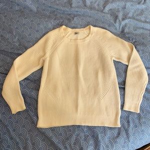 Cream LL Bean crew neck cotton sweater